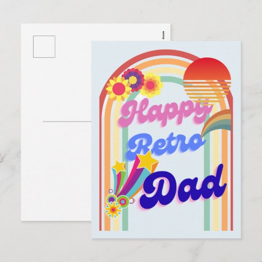 Happy Retro Dad Feestdagenkaart (Voorkant / Achterkant)