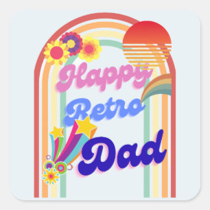 Happy Retro Dad Vierkante Sticker