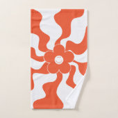 Happy Retro Daisy in Sinaasappel en Wit Bad Handdoek (Handdoek)