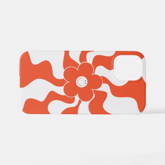 Happy Retro Daisy in Sinaasappel en Wit iPhone Hoesje (Achterkant horizontaal)