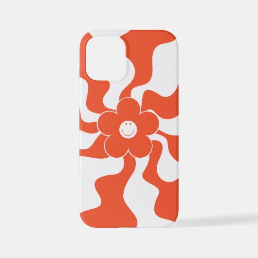 Happy Retro Daisy in Sinaasappel en Wit iPhone Hoesje (Achterkant)