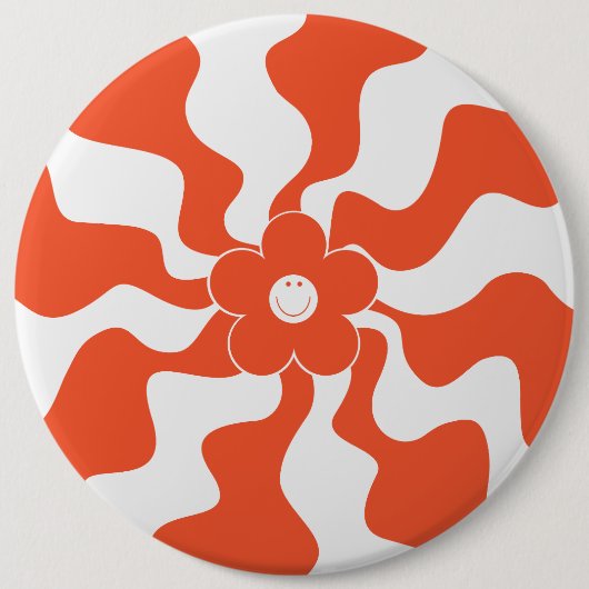 Happy Retro Daisy in Sinaasappel en Wit Ronde Button 6,0 Cm (Voorkant)