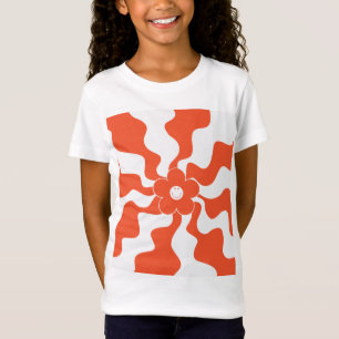 Happy Retro Daisy in Sinaasappel en Wit T-shirt