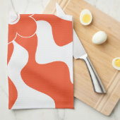 Happy Retro Daisy in Sinaasappel en Wit Theedoek (Quarter Fold)