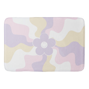 Happy Retro Daisy - Pastel Roze, Geel en Paars Badmat