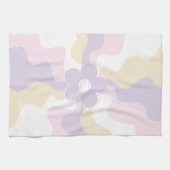 Happy Retro Daisy - Pastel Roze, Geel en Paars Theedoek (Horizontaal)