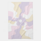 Happy Retro Daisy - Pastel Roze, Geel en Paars Theedoek (Verticaal)