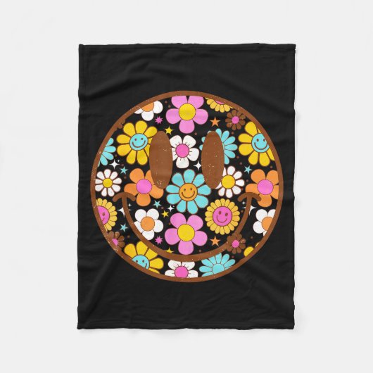 Happy Retro Daisy Smile Face Preppy Aesthetic Men Fleece Deken (Voorkant)