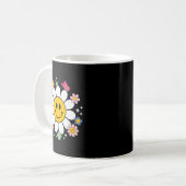 Happy Retro Daisy Smile Face Preppy Aesthetic Men Koffiemok (Voorkant links)