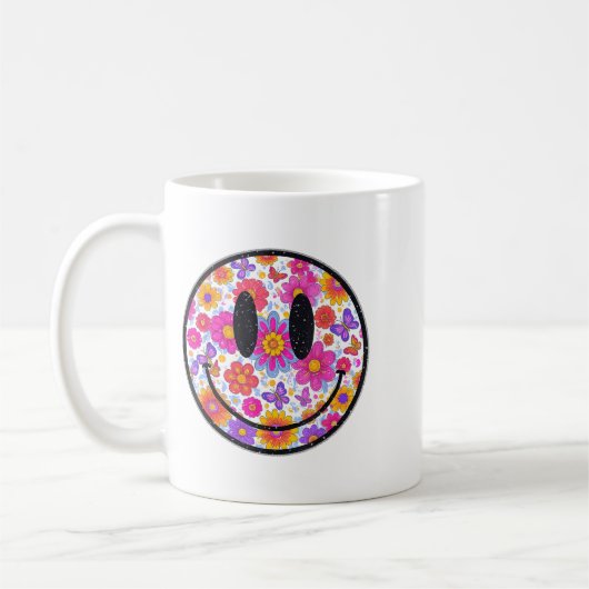 Happy Retro Daisy Smile Face Preppy Aesthetic Men Koffiemok (Links)