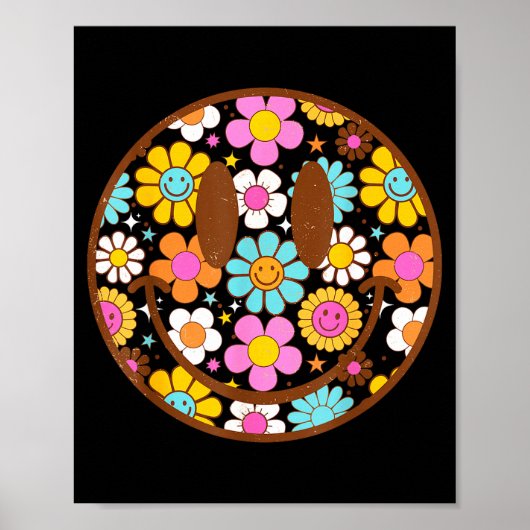 Happy Retro Daisy Smile Face Preppy Aesthetic Men  Poster (Voorkant)
