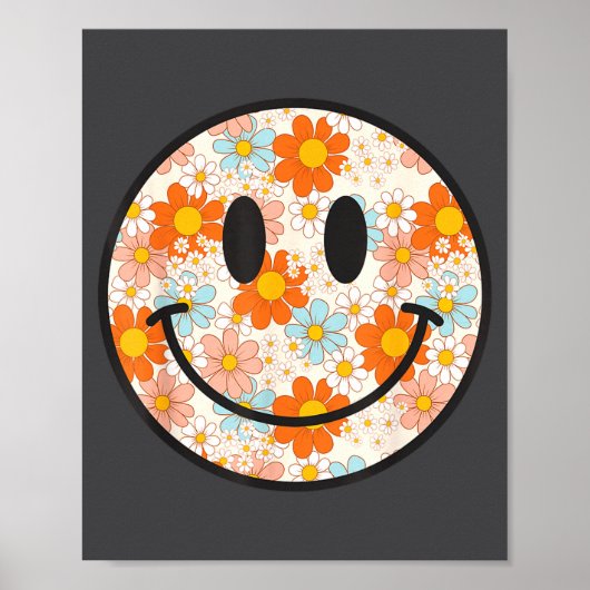 Happy Retro Daisy Smile Face Preppy Aesthetic Men  Poster (Voorkant)