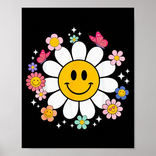 Happy Retro Daisy Smile Face Preppy Aesthetic Men  Poster (Voorkant)