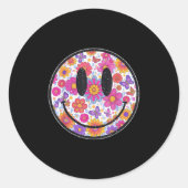 Happy Retro Daisy Smile Face Preppy Aesthetic Men  Ronde Sticker (Voorkant)