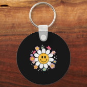 Happy Retro Daisy Smile Face Preppy Aesthetic Men Sleutelhanger (Voorkant)