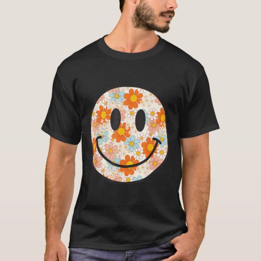 Happy Retro Daisy Smile Face Preppy Aesthetic Men  T-shirt (Voorkant)