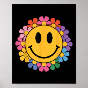 Happy Retro Daisy Smile Face Preppy Esthetische Ma Poster
