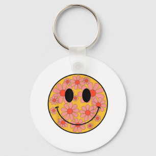 Happy Retro Daisy Smile Face Preppy Esthetische Ma Sleutelhanger