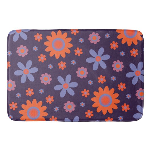 Happy Retro Flowers Schattige 70s Hippie Daisy Pat Badmat (Voorkant)