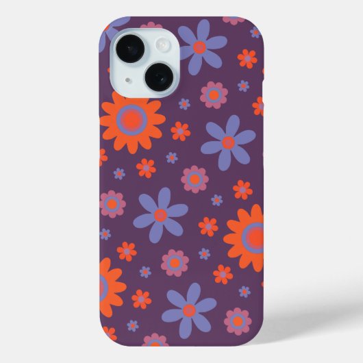 Happy Retro Flowers Schattige 70s Hippie Daisy Pat Case-Mate iPhone Case (Achterkant)
