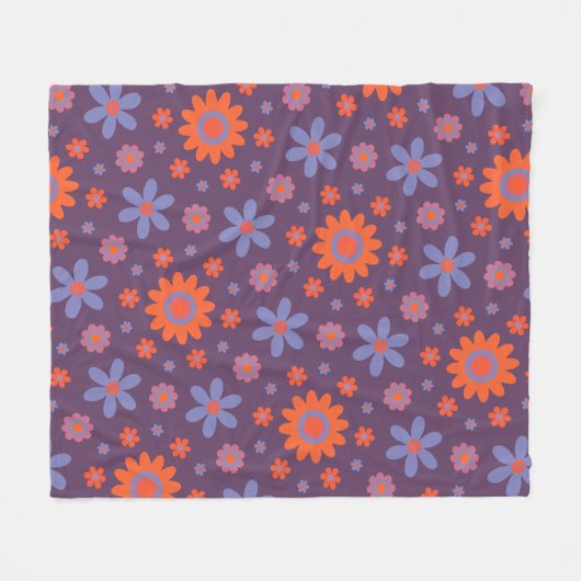 Happy Retro Flowers Schattige 70s Hippie Daisy Pat Fleece Deken (Voorkant (Horizontaal))
