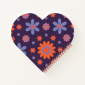Happy Retro Flowers Schattige 70s Hippie Daisy Pat Notitieboek (Achterkant)