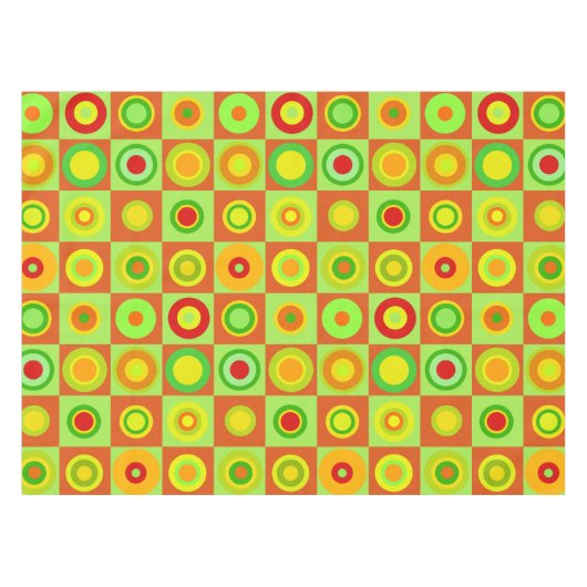 Happy Retro Modern Polka Dots Circles op art. 1970 Tafelkleed (Voorkant (Horizontaal))