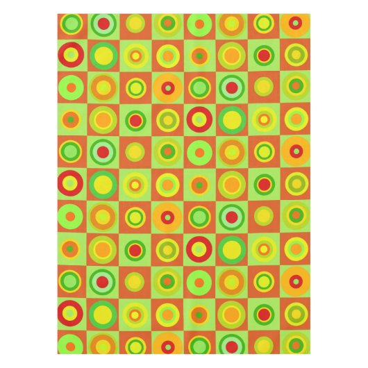 Happy Retro Modern Polka Dots Circles op art. 1970 Tafelkleed (Voorkant)