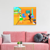 Happy Retro Ouders Uitgerekte Canvas Print (Insitu (Woonkamer))