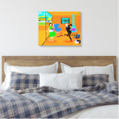 Happy Retro Ouders Uitgerekte Canvas Print (Insitu (Slaapkamer))