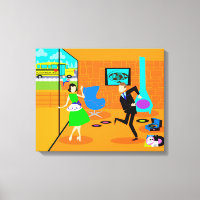 Happy Retro Ouders Uitgerekte Canvas Print