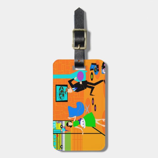  Happy Retro Parents Bagagelabel (Voorkant verticaal)