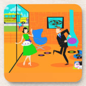 Happy Retro Parents Cork Onderzetters (Voorkant)