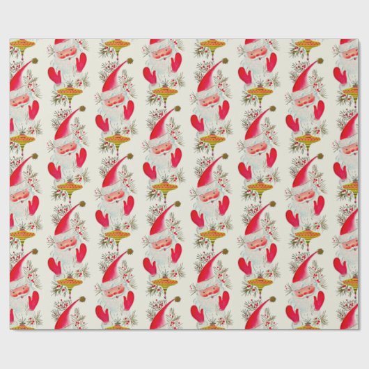 Happy Retro Santa Cadeaupapier (Vlak)