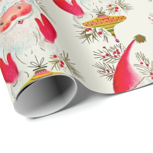 Happy Retro Santa Cadeaupapier (Rol Hoek)