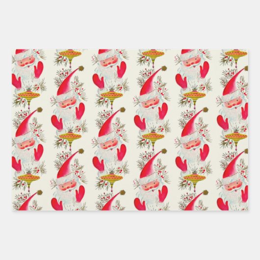 Happy Retro Santa Inpakpapier Vel (Voorkant 2)