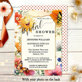 Happy Retro Wildflower Watercolor Bridal Shower Kaart