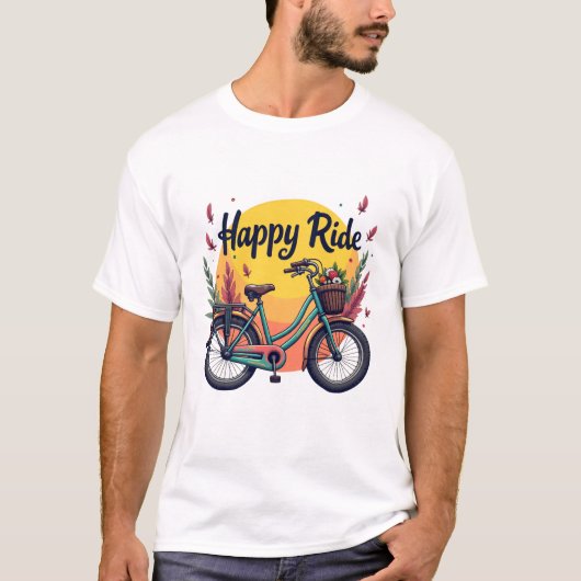 "Happy Ride" -  fietskunst T-shirt (Voorkant)