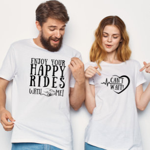 Happy Rides Honeymoon Hubby Pas getrouwd Paar T-shirt