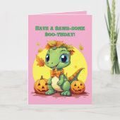 Happy Roar Enkele Schattigee Dino foto Halloween k Kaart (Voorkant)