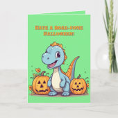 Happy Roar Enkele Schattigee Dino foto Halloween k Kaart (Voorkant)