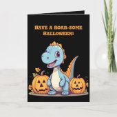 Happy Roar Enkele Schattigee Dino foto Halloween k Kaart (Voorkant)