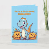 Happy Roar Enkele Schattigee Dino foto Halloween k Kaart (Voorkant)