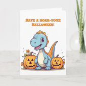 Happy Roar Enkele Schattigee Dino foto Halloween k Kaart (Voorkant)