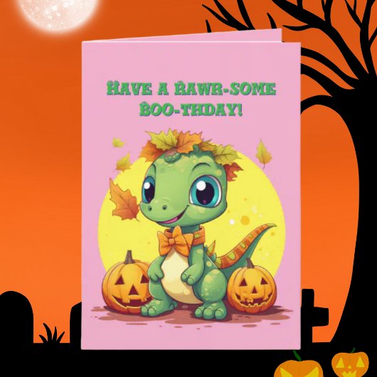 Happy Roar Enkele Schattigee Dino foto Halloween k Kaart