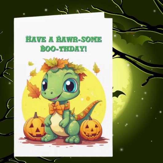 Happy Roar Enkele Schattigee Dino foto Halloween k Kaart