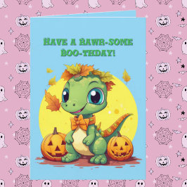 Happy Roar Enkele Schattigee Dino foto Halloween k Kaart