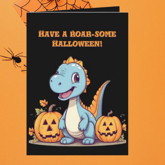 Happy Roar Enkele Schattigee Dino foto Halloween k Kaart