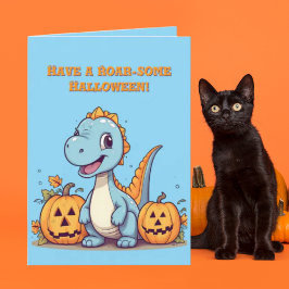 Happy Roar Enkele Schattigee Dino foto Halloween k Kaart