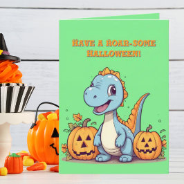 Happy Roar Enkele Schattigee Dino foto Halloween k Kaart